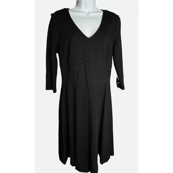 Boden Womens Bryony Broderie Trim 3/4 Sleeve Fit & Flare A-Line Dress Black Sz10 - Picture 3 of 11